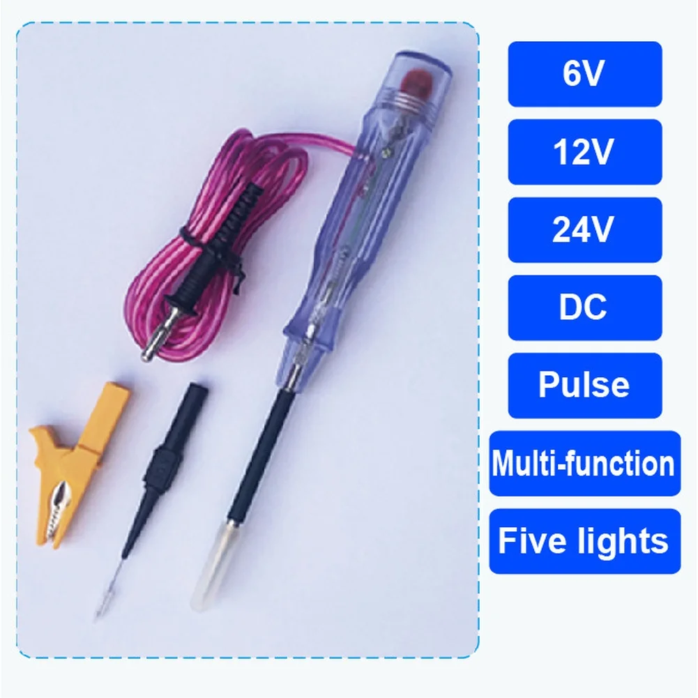 Purple 6V-24V Car Circuit Test Light Pen With Dual LED Indicator For Vehicle Fuse Sensor Short Circuit Detection