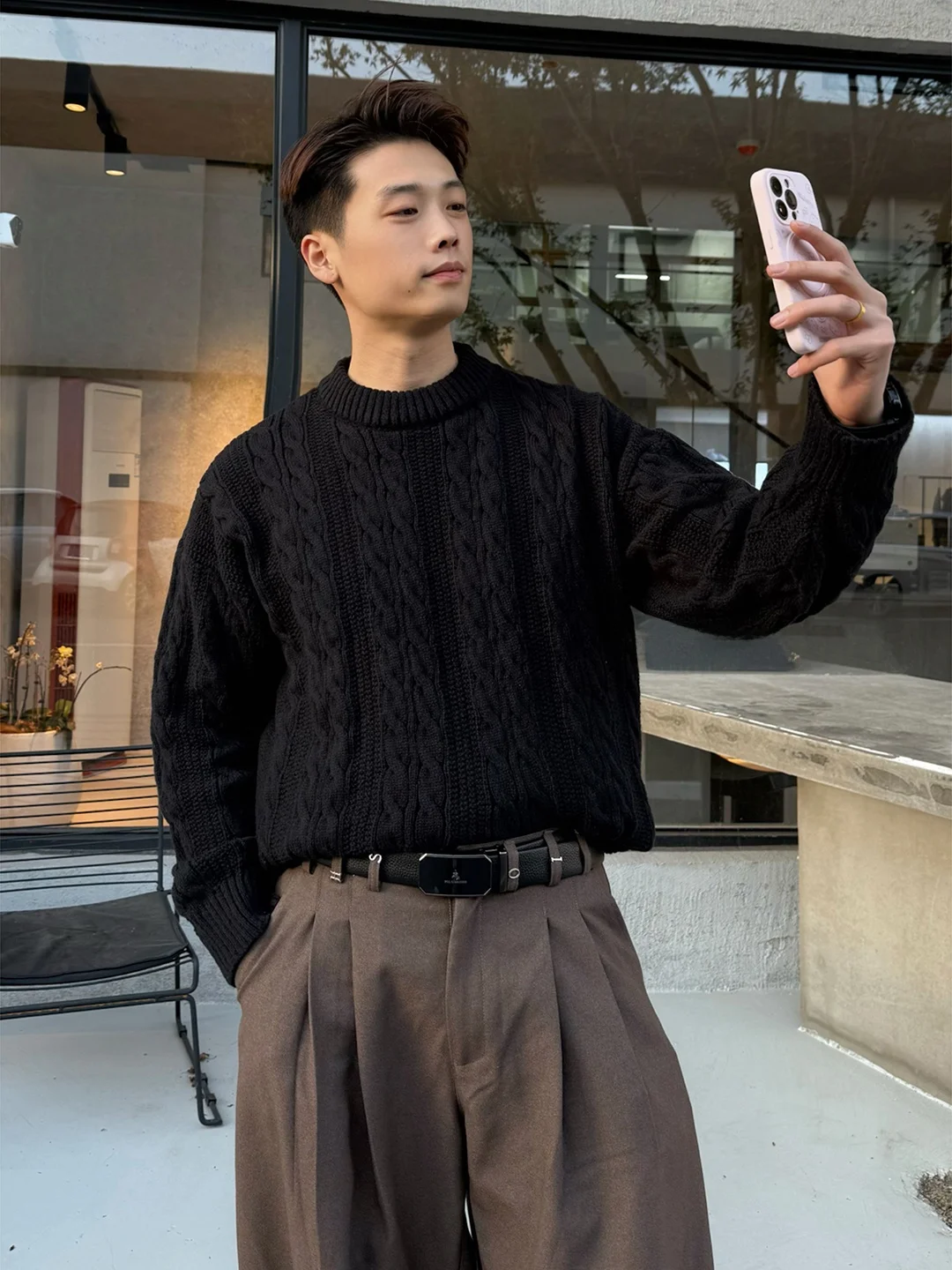 

Мужской зимний вязаный свитер с круглым вырезом, легкий базовый слой, повседневная вязаная куртка-жакет