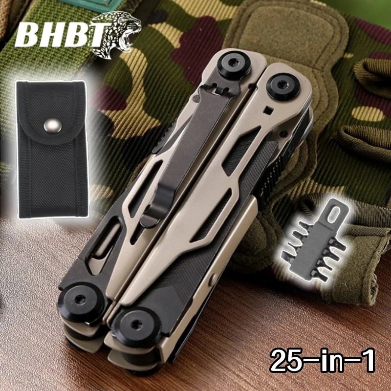 

НОВЫЙ BHBT 25-в-1 7-цветные многофункциональные плоскогубцы Портативный инструмент для выживания в чрезвычайных ситуациях на открытом воздухе Складные комбинированные плоскогубцы с битами