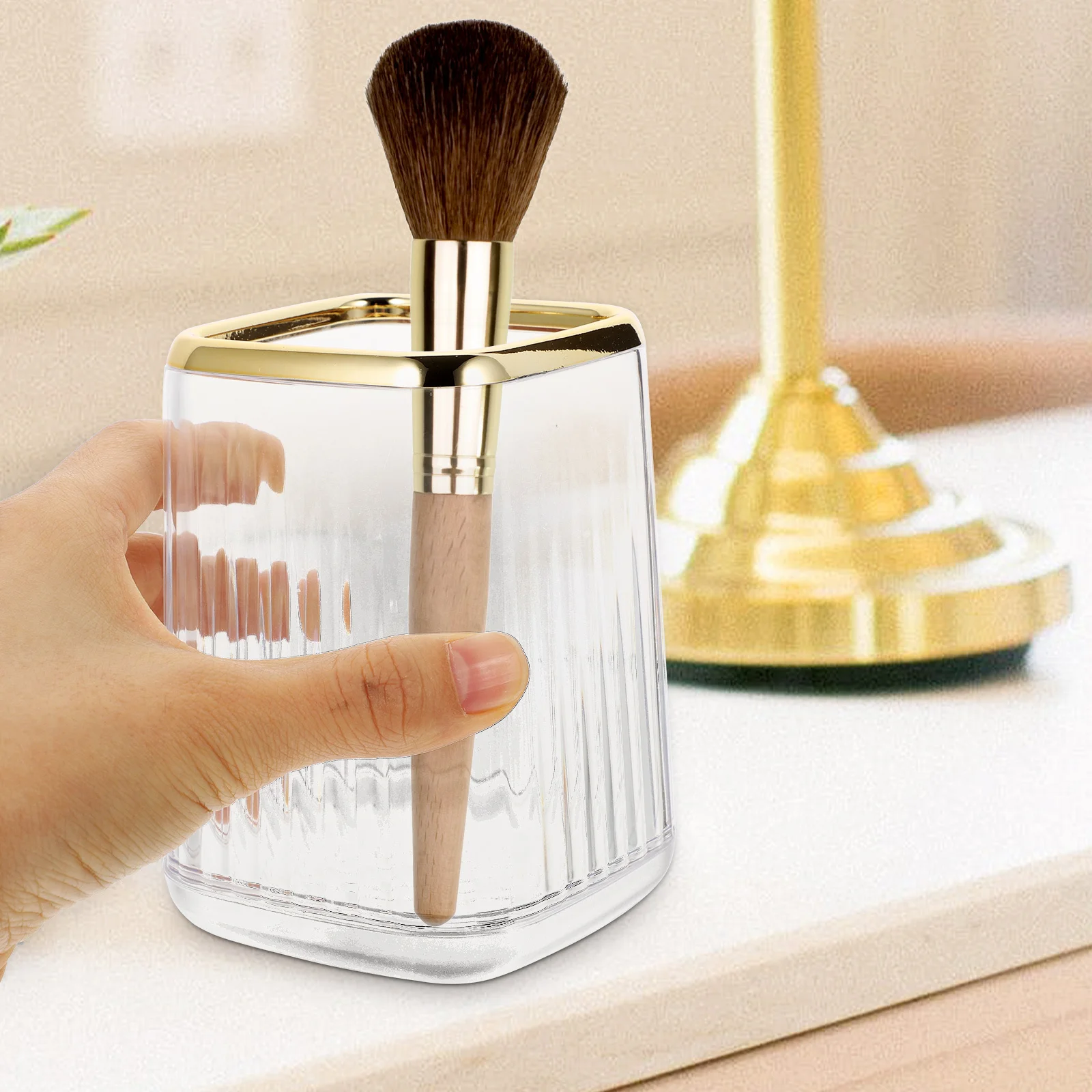 クリアメイクブラシホルダー バニティオーガナイザー ペンシルペンカップ デスク収納オーガナイザー メイクブラシホルダー ペンカップ
