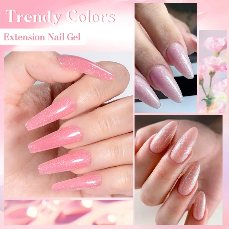 11個/セット エクステンションネイル ジェルキット ピンク クイックビルディング コンプリートツール クリスタルクリップ ブラシ フォームセット マニキュア ネイルエクステ用品