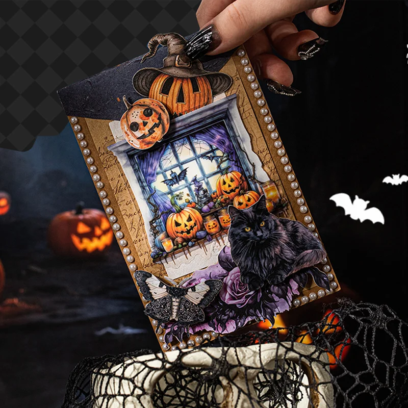 

Mr. Paper Halloween Scenery Sticker 10 sheets/pack Halloween Window View Pumpkin Sticker Pack Family Handbook DIY Gift 2025