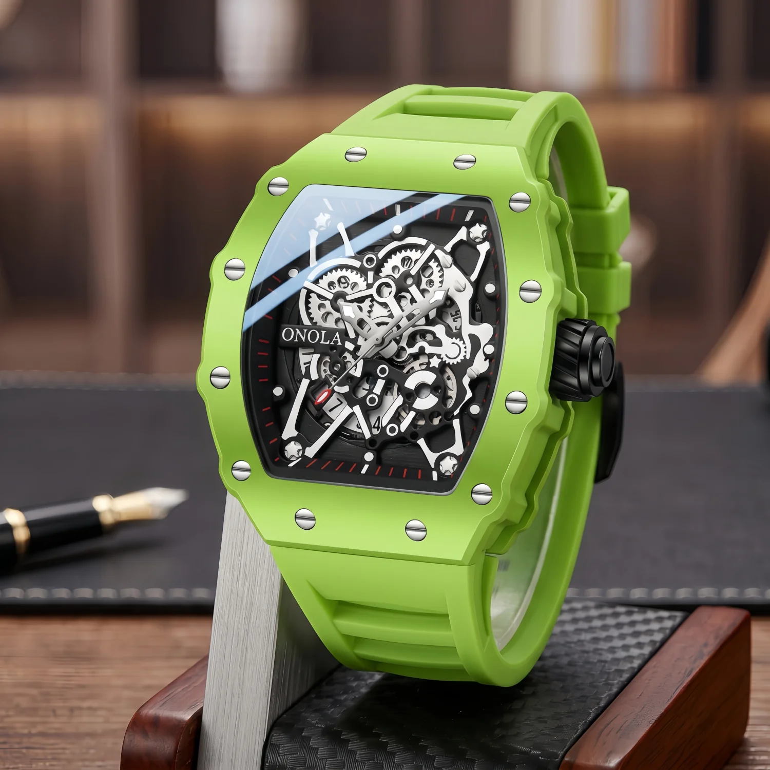 ONOLA Men's Watch Alloy Case Silicone Strap Waterproof Night Light Calendar Watch Outdoor Daily Boyfriend Birthday Gift