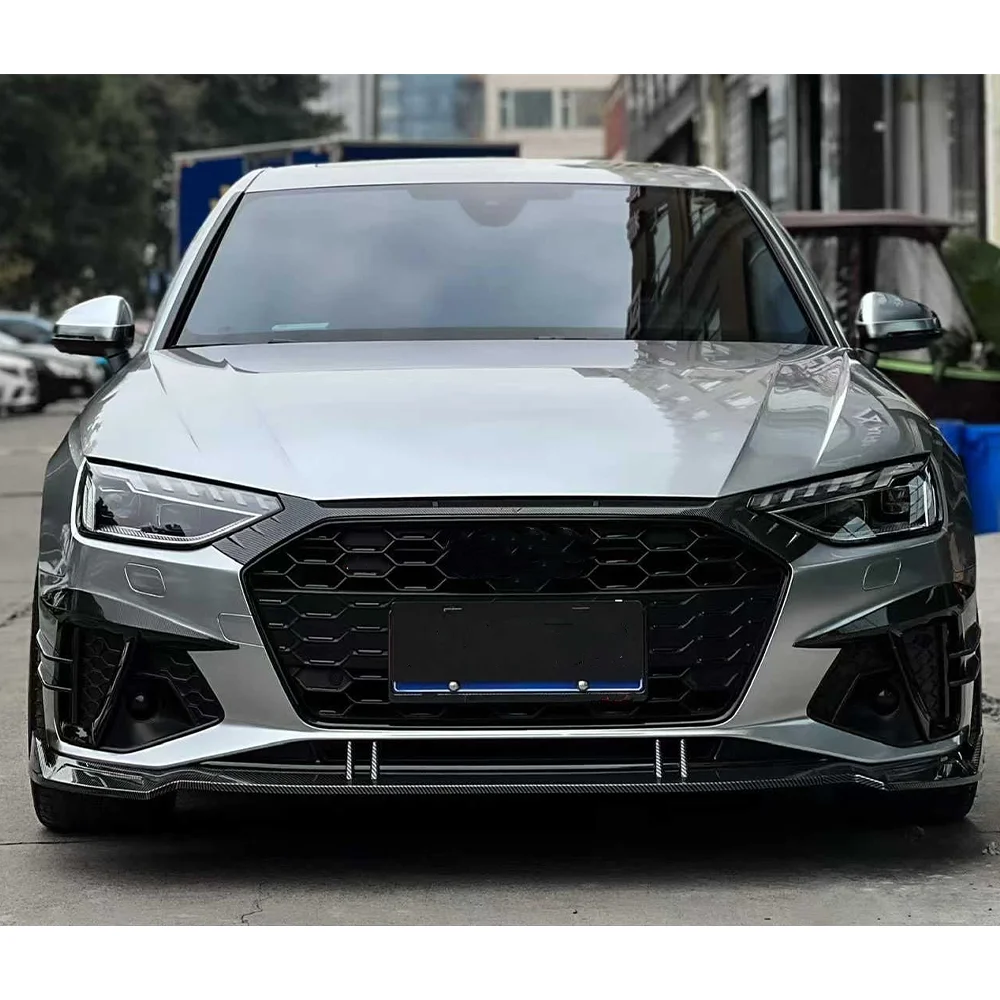 For Audi A4 S4 B9 TDI Sedan / Avant 2020 2021 2022 2023 2024 Front Bumper Canard Splitter Spoiler Air Knife Cover Trim