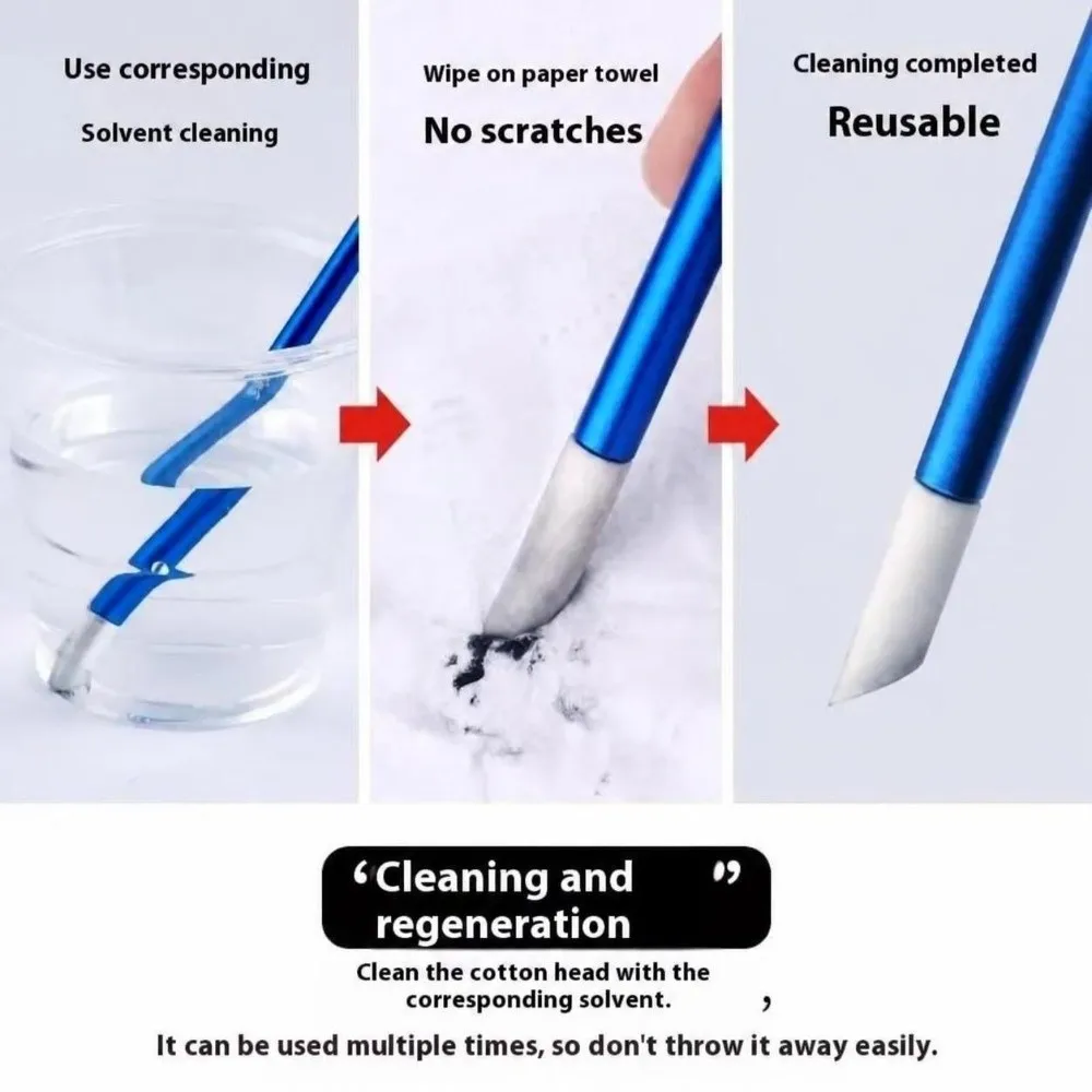 Metal Handle Modeling Cleaning Tool Replaceable Cotton Tips Double Ended Panel Line Cleaning Stick Color Coded Handle
