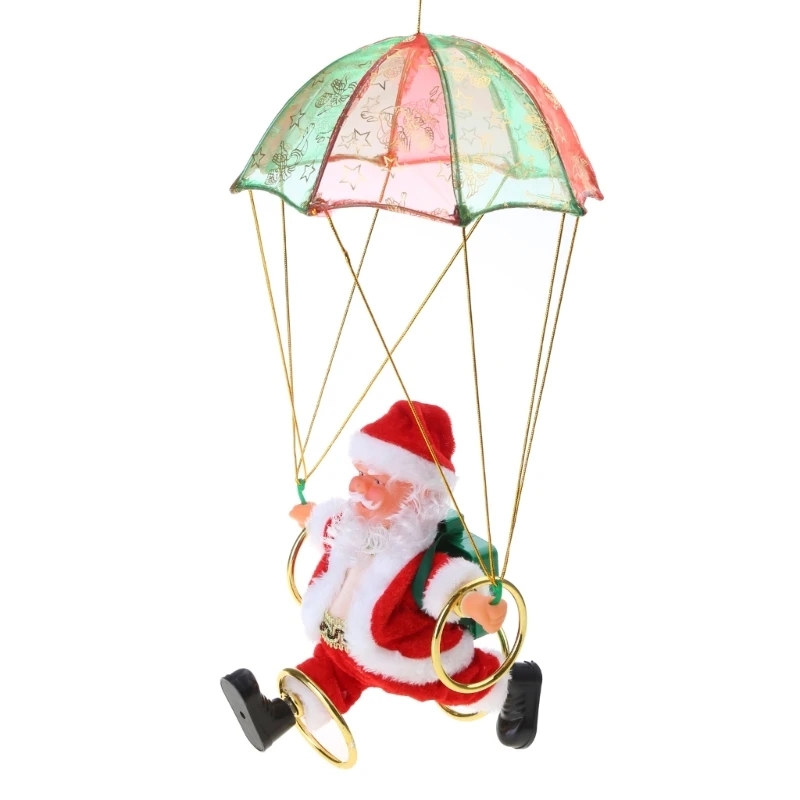 Christmas Ornaments Electric Toy Parachute Santa Clause Tumbling Dancing Decor for Kids Holiday Season Decoration