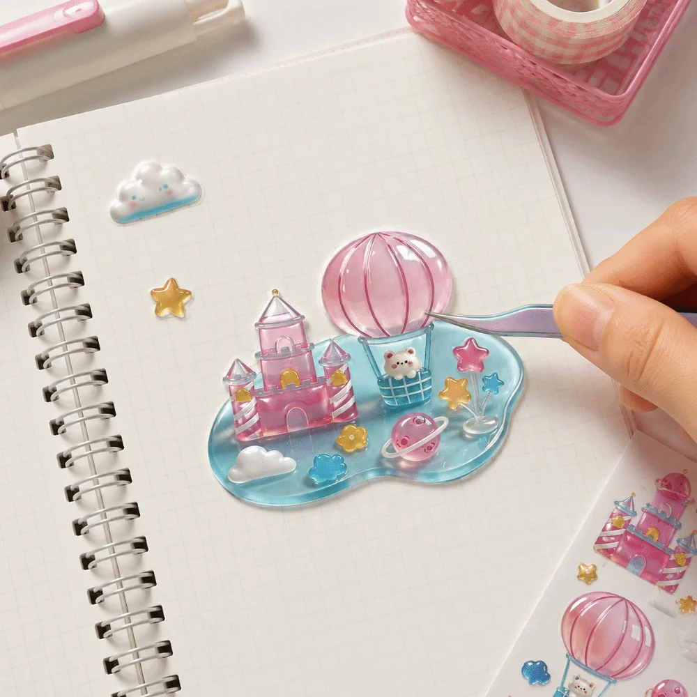 Creative DIY 3D Crystal Stickers Cat Bear Children's Stackable Stickers Funny Self-Adhesive Cartoon Embossed Decals Gifts