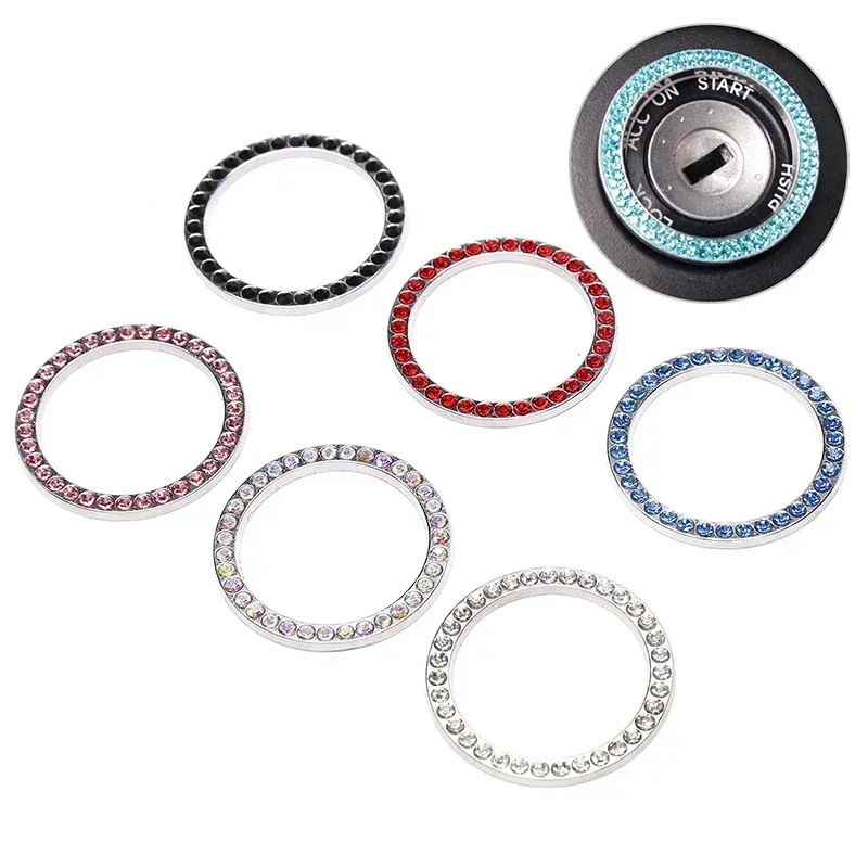 Car with drill, one key start ring, circular decoration, engine ignition ring, flashing rhinestone decoration accessories