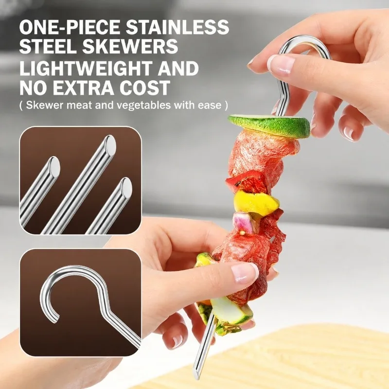Air Fryer Grill Set 304 Stainless Steel Vertical Grill 24 Skewers Grill Kabobs BBQ Evenly Indoors Outdoors Fits 3 to 6QT Models