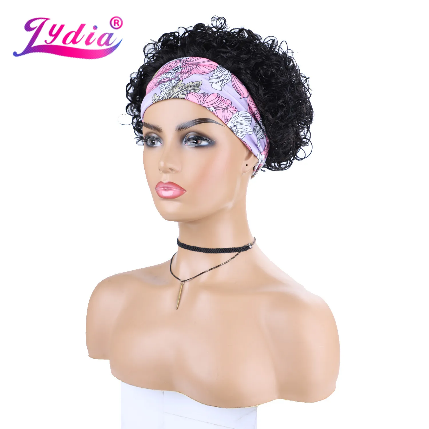 Lydia Short Headband Hair Wigs African American Women Black Hair Mixed Synthetic Fiber Daily&Party Curly  Wig