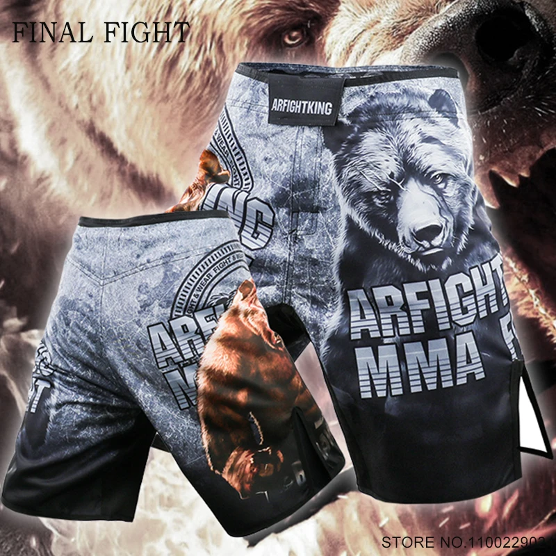 Shorts for MMA BJJ Fight Pants Bear Tiger Sublimated Martial Arts Sports Training Trunks Gift Grappling Muay Thai Boxing Shorts