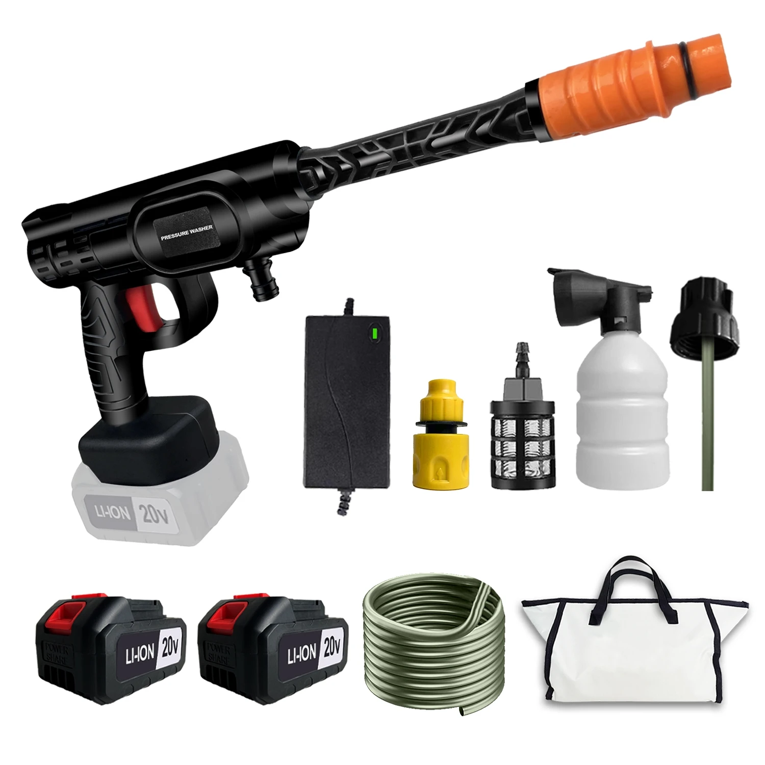 Portable High Pressure Car Wash Gun Washer Wireless Washer Spray Nozzle High Pressure Cleaner for Auto Home Cleaning Water Gun