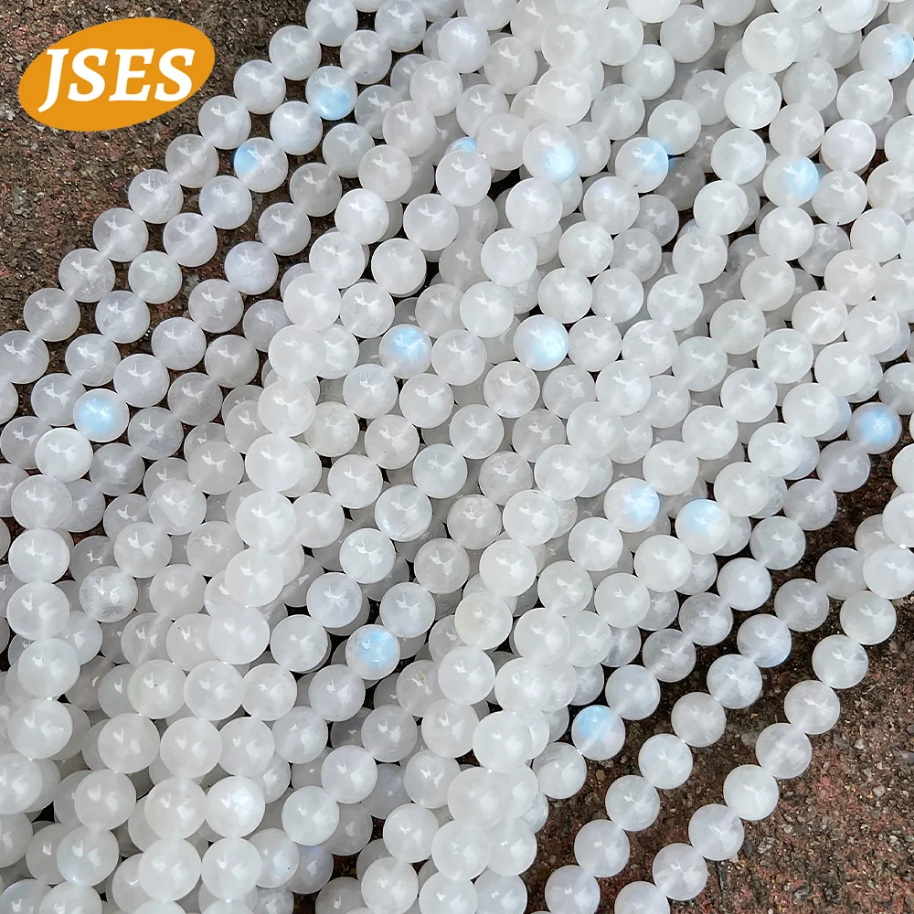 

AA Natural Blue Moonstone Less Black Inclusions Pinkish White Spacer Loose Stone Beads for Jewelry Making Diy Bracelets Necklace