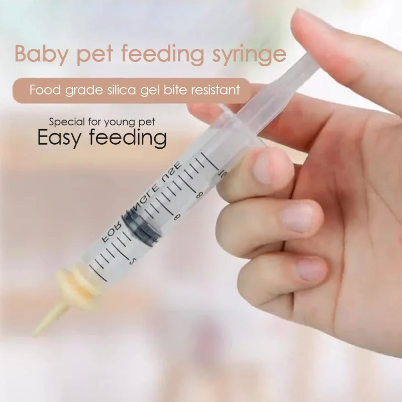 Newborn Pet Feeding Nipple for Dog Cat Hamster Feeding Pacifier For Medicine Feeding Pets Oral Syringe With Silicone Nipple