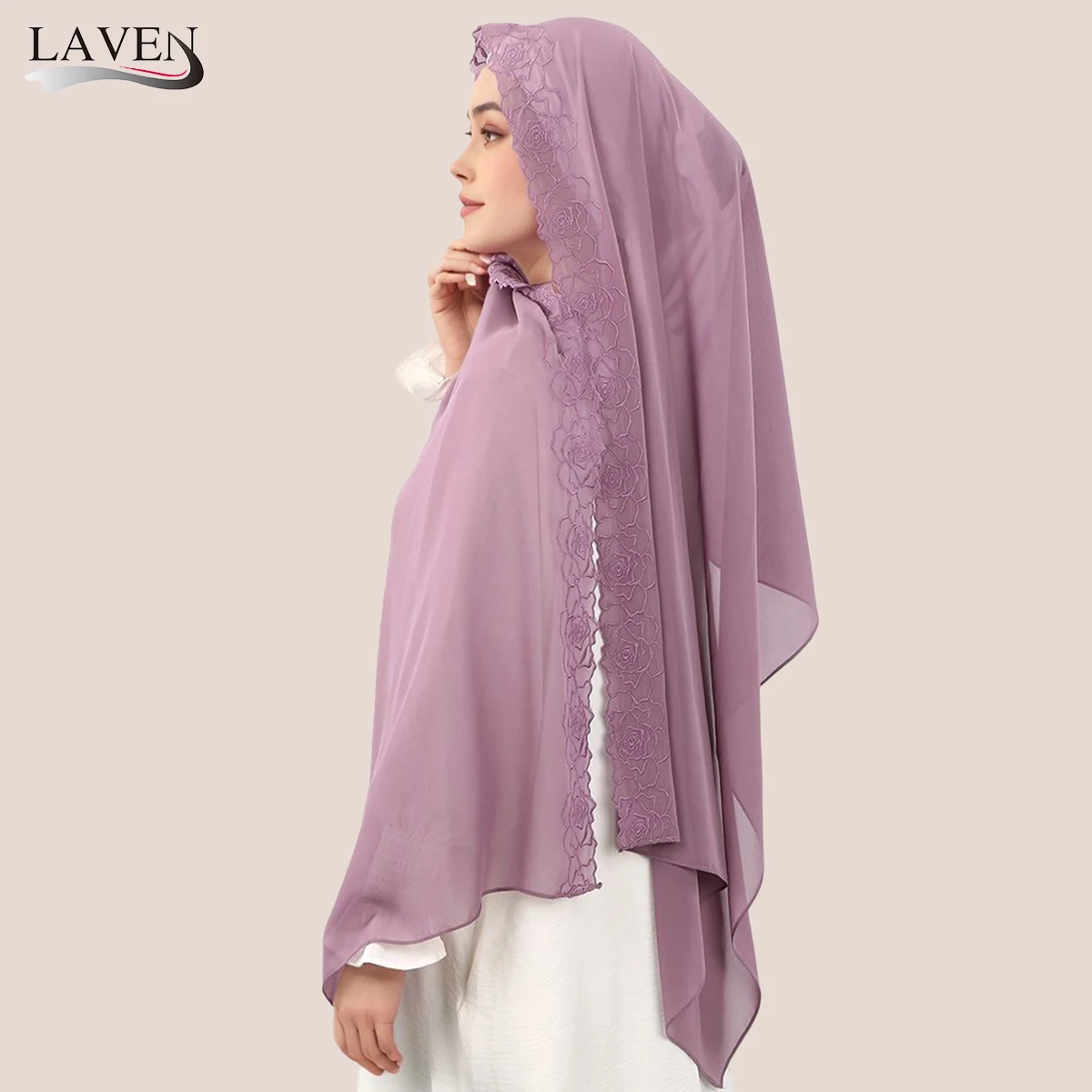 Bufanda Hijab de gasa bordada de lujo para mujer, hiyabs musulmanes, Mantón largo a la moda, bufanda larga, turbante islámico, pañuelo para la cabeza
