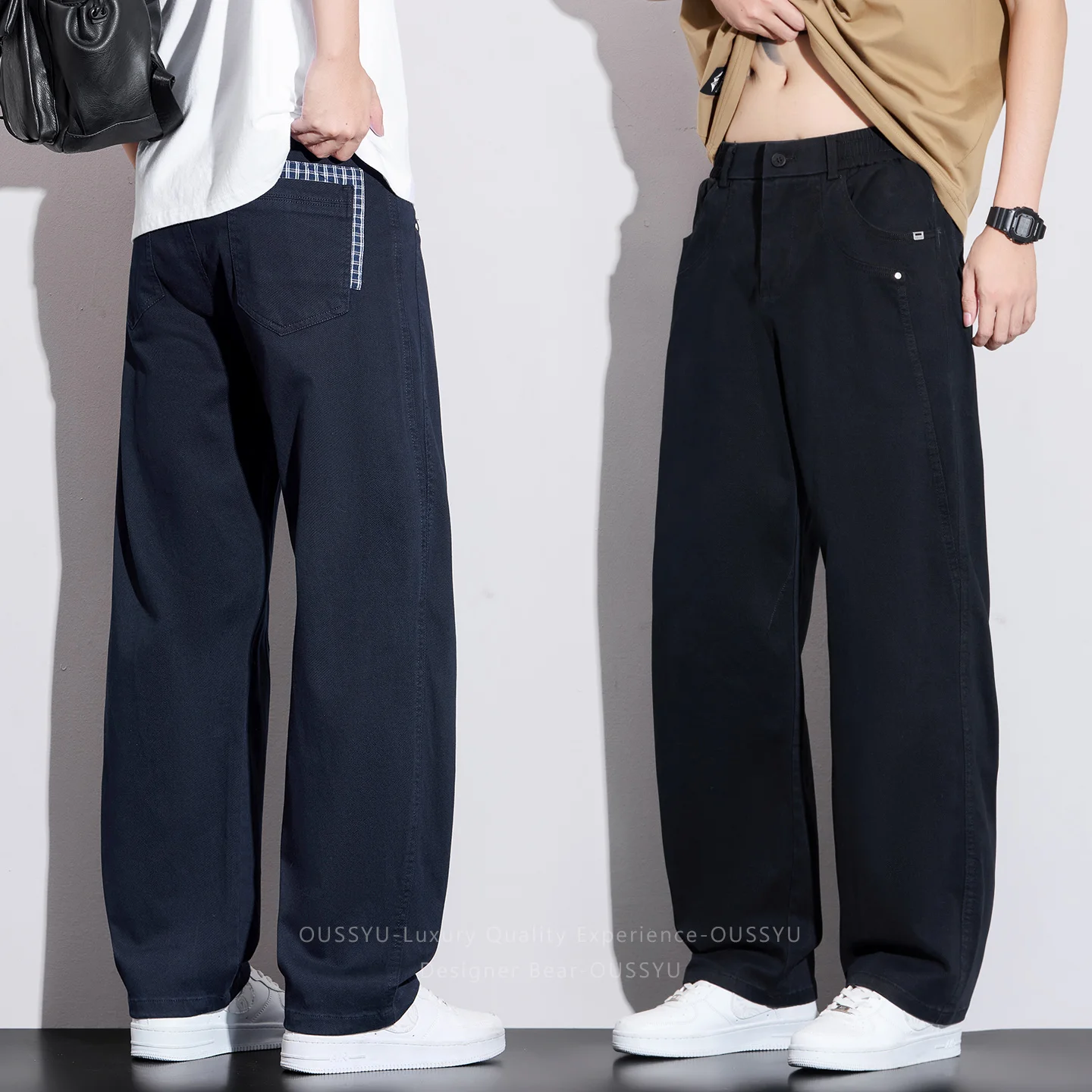 Brand Clothing 2026 New Spring Autumn Men's Cargo Pants Straight 98%Cotton Work Chino Twill Baggy Blue Thick Long Trousers Man