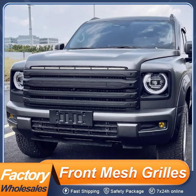 

For Great Wall Haval H9 2nd 2024 25 26 Front Bumper Grille Black Warrior Style Mesh Grill Car Styling Exterior Accessories