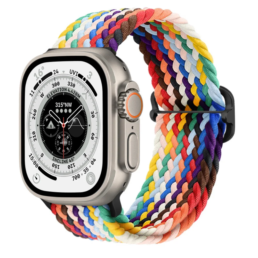 Nylon Loop Strap for Apple Watch Ultra 49mm 8 7 45mm 41mm Adjustable Braided Bracelet iWatch Series 6 5 SE 3 44mm 40mm 42mm 38mm