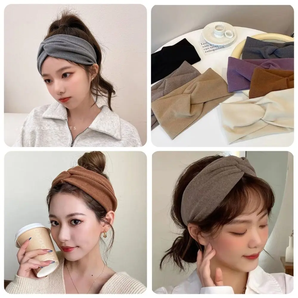 

Новая однотонная широкая повязка на голову, хлопковая эластичная повседневная повязка на голову для тренировок, очень большая спортивная повязка для волос для йоги для мытья лица