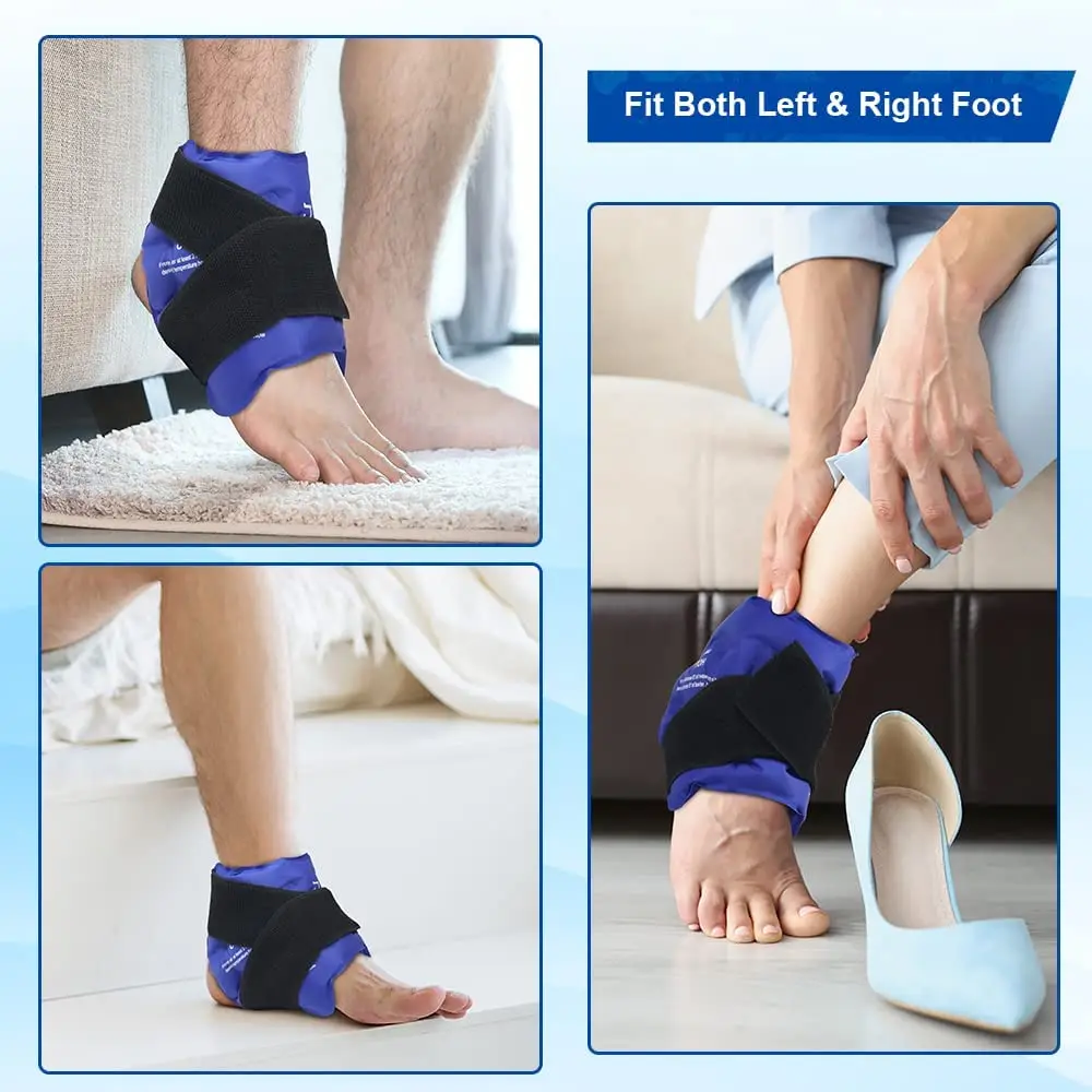 NEWGO Ankle Brace Ice Pack Wrap For Injuires Hot Cold Therapy Reusable Gel Cold Pack Ankle Support For Pain Relief Sprains