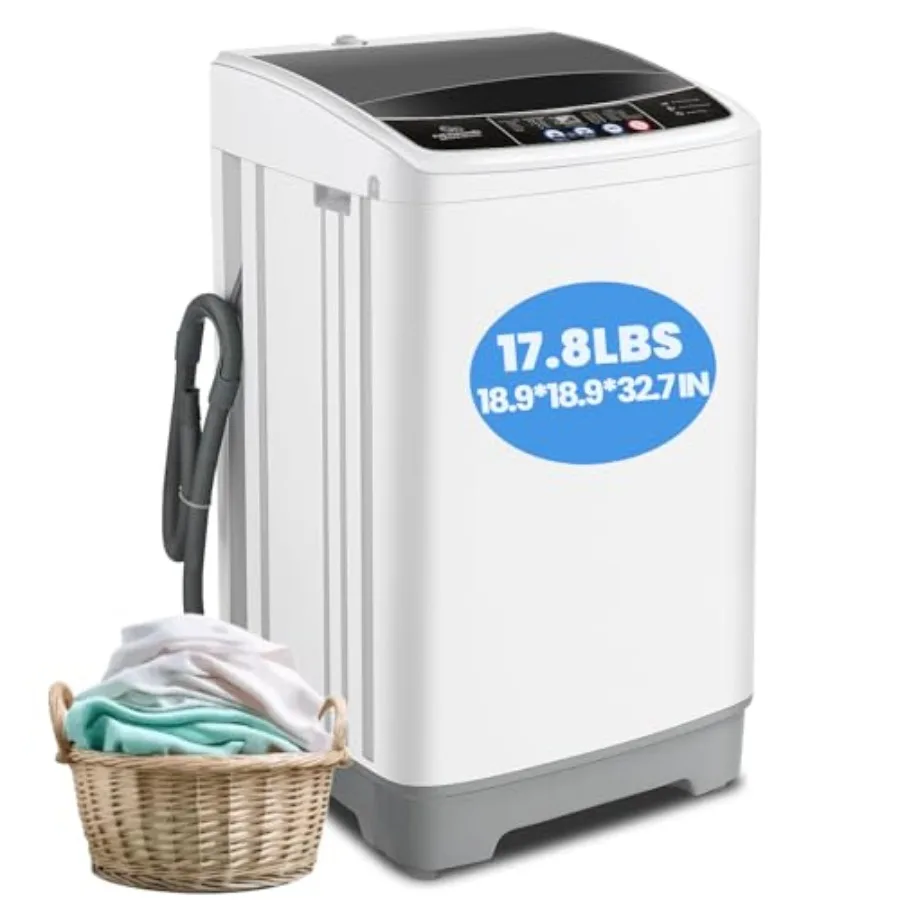 Portable Washing Machine 17.8Lbs 2.4 Cu.ft Full Automatic Washer with 10 Programs and 8 Water Levels LED Display and Drain Pump