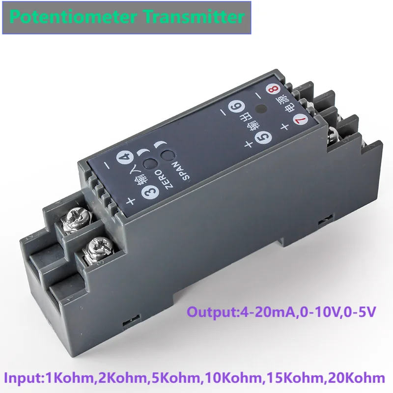 0-5Kohm to 0-10V Potentiometer Signal Isolation Transmitter Conversion Current Analog Module Slip Wire Resistance