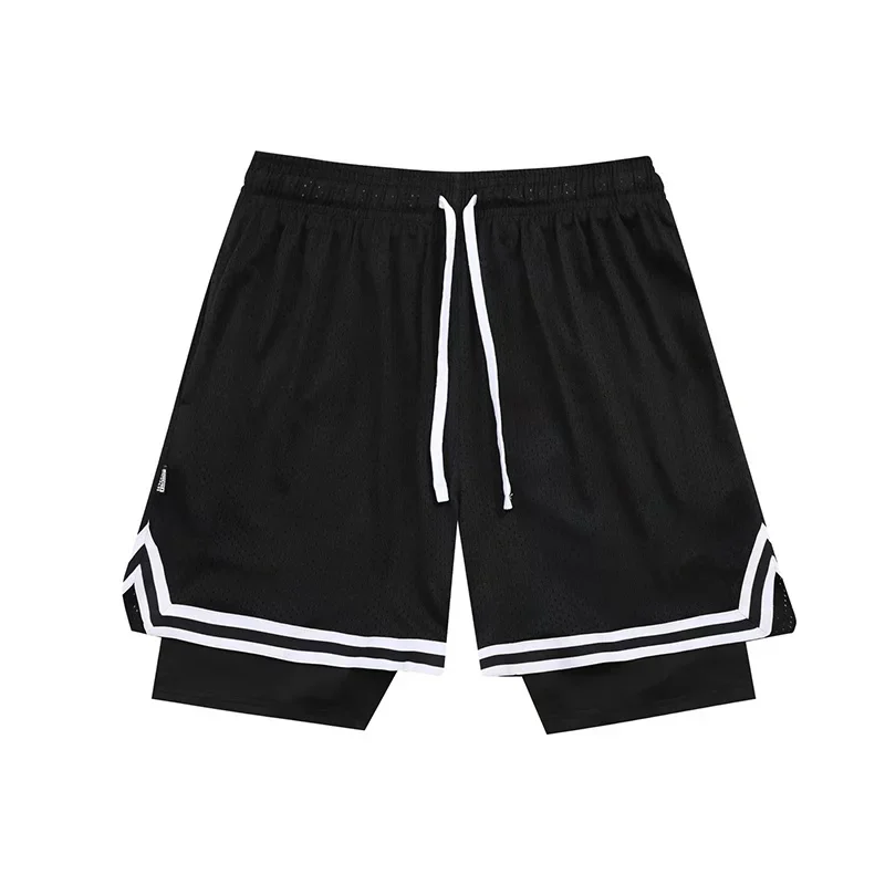 Fake Two Basketball Shorts Loose American Fast-drying Men Women Pants Summer Fitness Training Running Sports Five-point Trousers