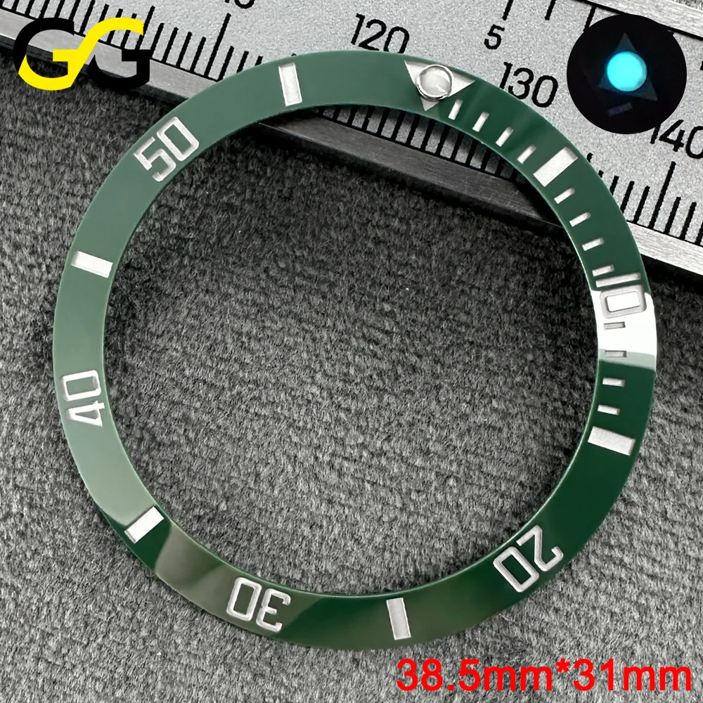 38mm * 30,7mm/38,5mm * 31mm Keramik-Lünette SUB Hochwertige Uhrenteile Zubehör Abgeschrägte Blaue Leuchtmasse – Detail 14