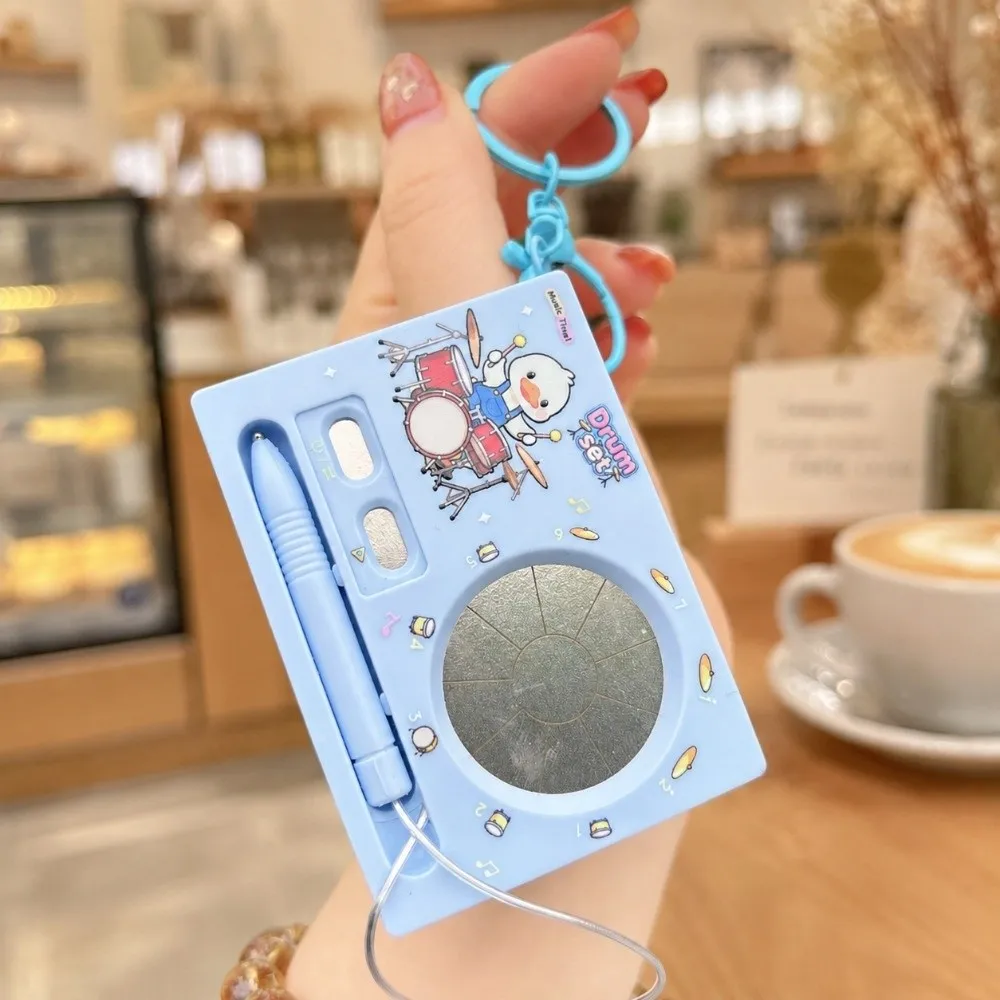 Recording Function Electronic Drum Keychain Mini Size Playable Electronic Piano Drum Keychain Portable Cute Music Keychain