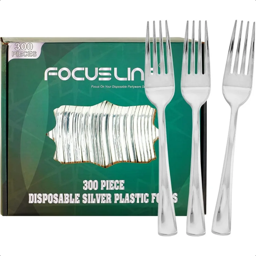 

300 Pack Sier Plastic Forks Solid and Durable Plastic Cutlery Forks Heavy Duty Utensil Sierware for Catering Parties Dinners