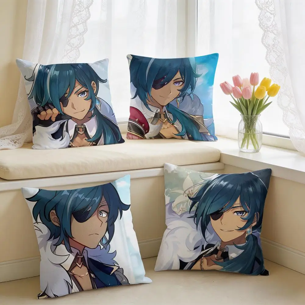 Kaeya Genshin Game Cushion Cover Short Plush Pillow Case Room Sofa Cushion Covers Home Decor Funda
