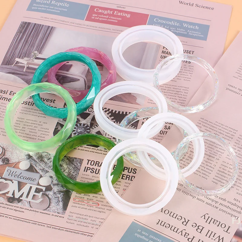 [YU]1Pc Silicone Bangle Mold Round Silicone Mold For DIY Jewelry Dried Flower Resin Rhombus Bracelet Model Casting Mould Tools