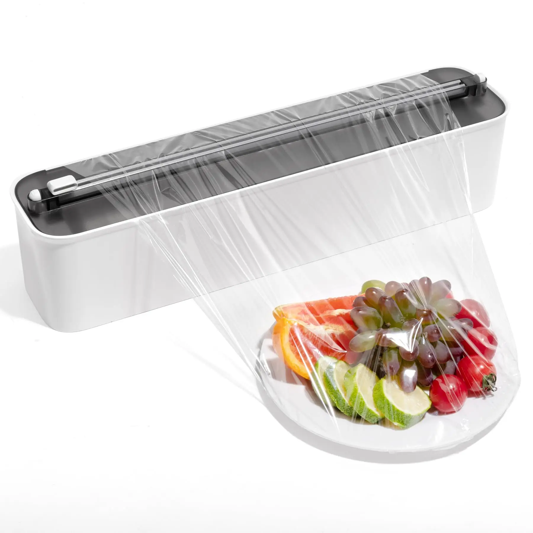 Aluminum Foil & Plastic Wrap Dispenser with Cutter - Magnetic & No-Drill Wall Mount, Cling Film Dispenser,Fits 300 m Rolls