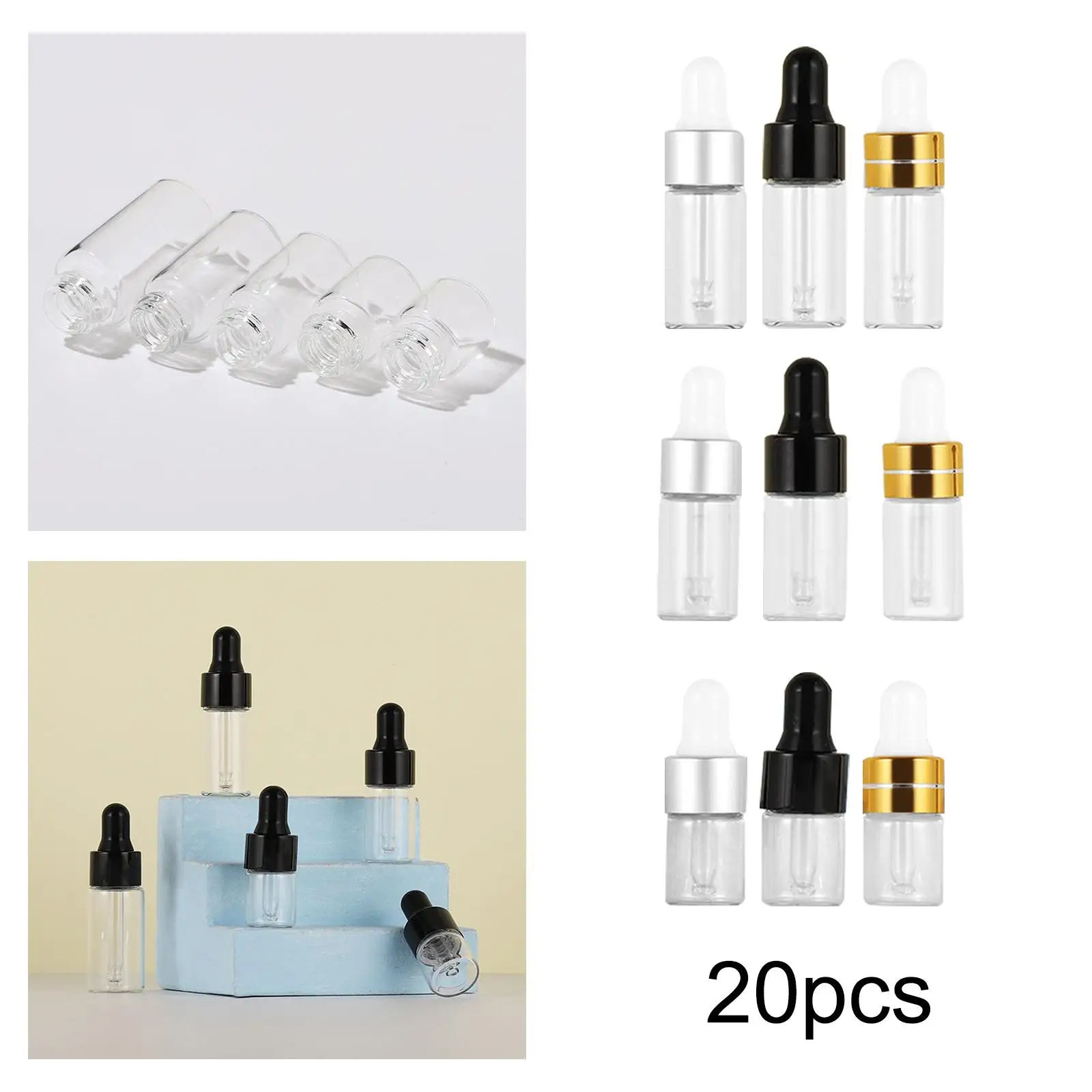 20 bottiglie contagocce vuote in vetro, dispenser riutilizzabili, bottiglie per tinture per olio