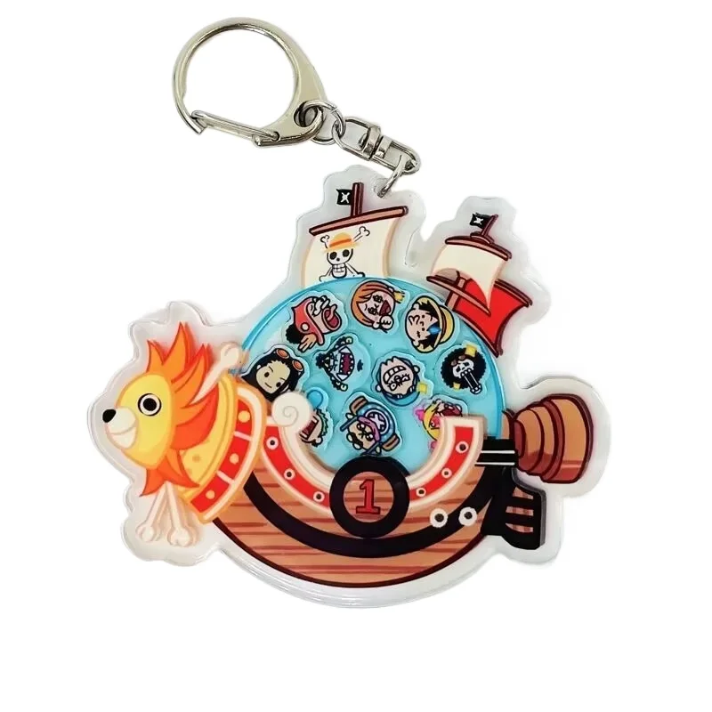 Porte-clés Anime une pièce, bateau Pirate Luffy, breloque en acrylique, cadeau oscillant pour les Fans