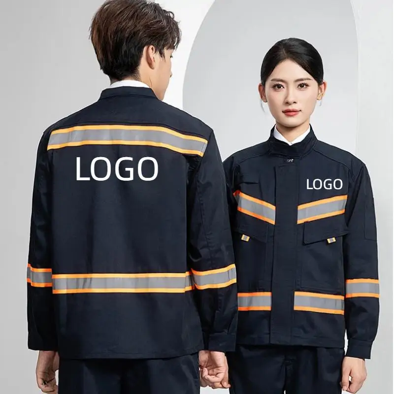 Spring Autumn Workshop Workwear Road Construction Engineering Clothes Factory Auto Repair Welding Machinery Uniform Print LOGO