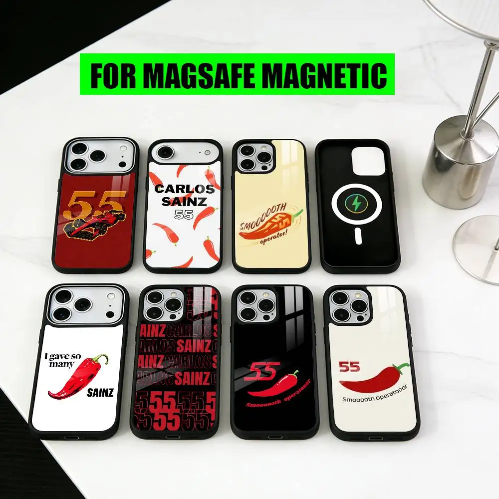 

NO 55 Chili C-Carlos S-Sainz Phone Case For iPhone17,16,15,14,13,12,11 Plus,Pro Magnetic For Magsafe Wireless Charging