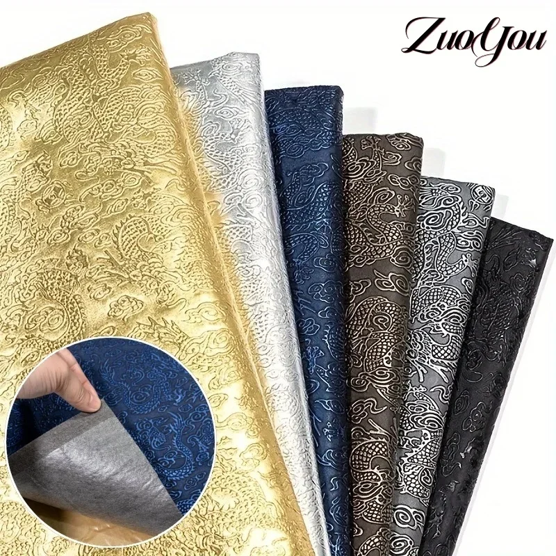 

Self-adhesive Leather with Dragon Print Strong Adhesion Faux Leather Stickers for Sofa Furniture Auto Interior DIY Decor Repair