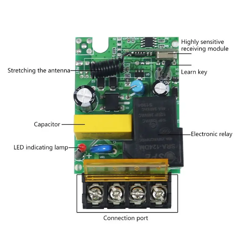 315MHZ 433MHZ + 220V 380V 30A Relay Wireless Remote Control Switch Receiver with Light 2000M Transmitter Ultra Receiving