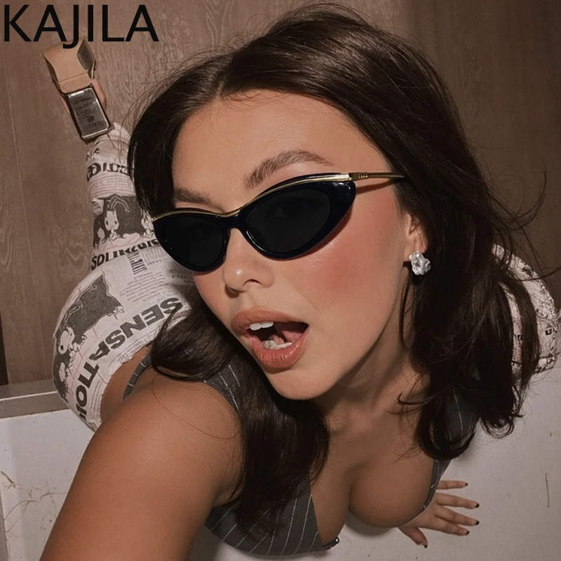 

Small Frame Sexy Cat Eye Punk Sunglasses Women 2025 Luxury Brand Metal Sun Glasses For Ladies Retro Eyewear Travelling Shades