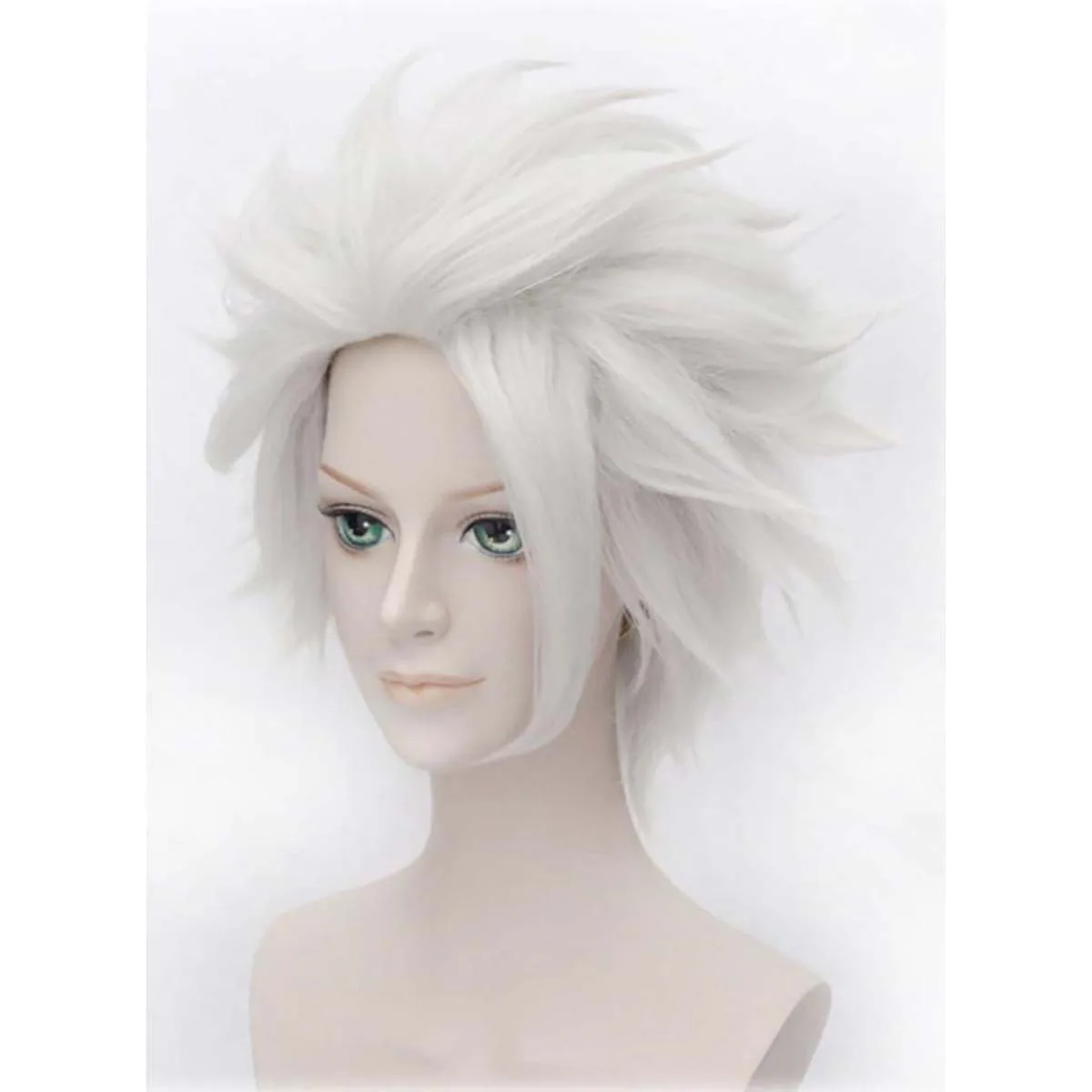 Peruka męska BLEACH Cosplay Hitsugaya Toushirou Krótka Srebrzysto-Biała Warstwowa