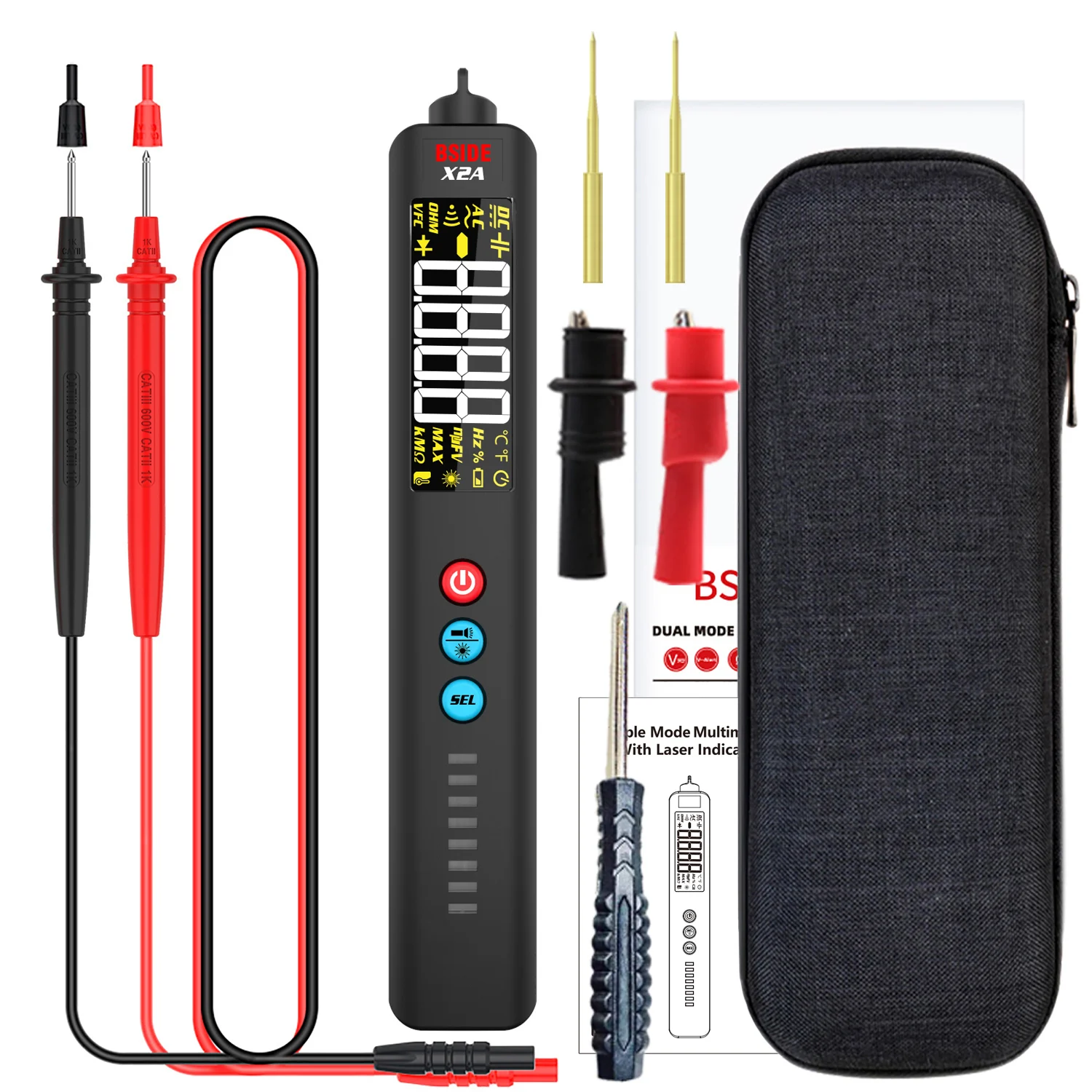 

BSIDE Smart Digital Multimeter 6000 Laser indication Non-Contact Voltage Tester Auto Range AC DC Current Voltage Detector Pen