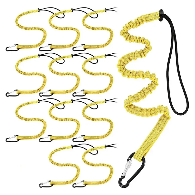 J1UL1N 12 Pack Tool Lanyard With Aluminum Screw Lock Retractable Shock Cord Stopper Shock Cord Stopper And Retractable Loop End