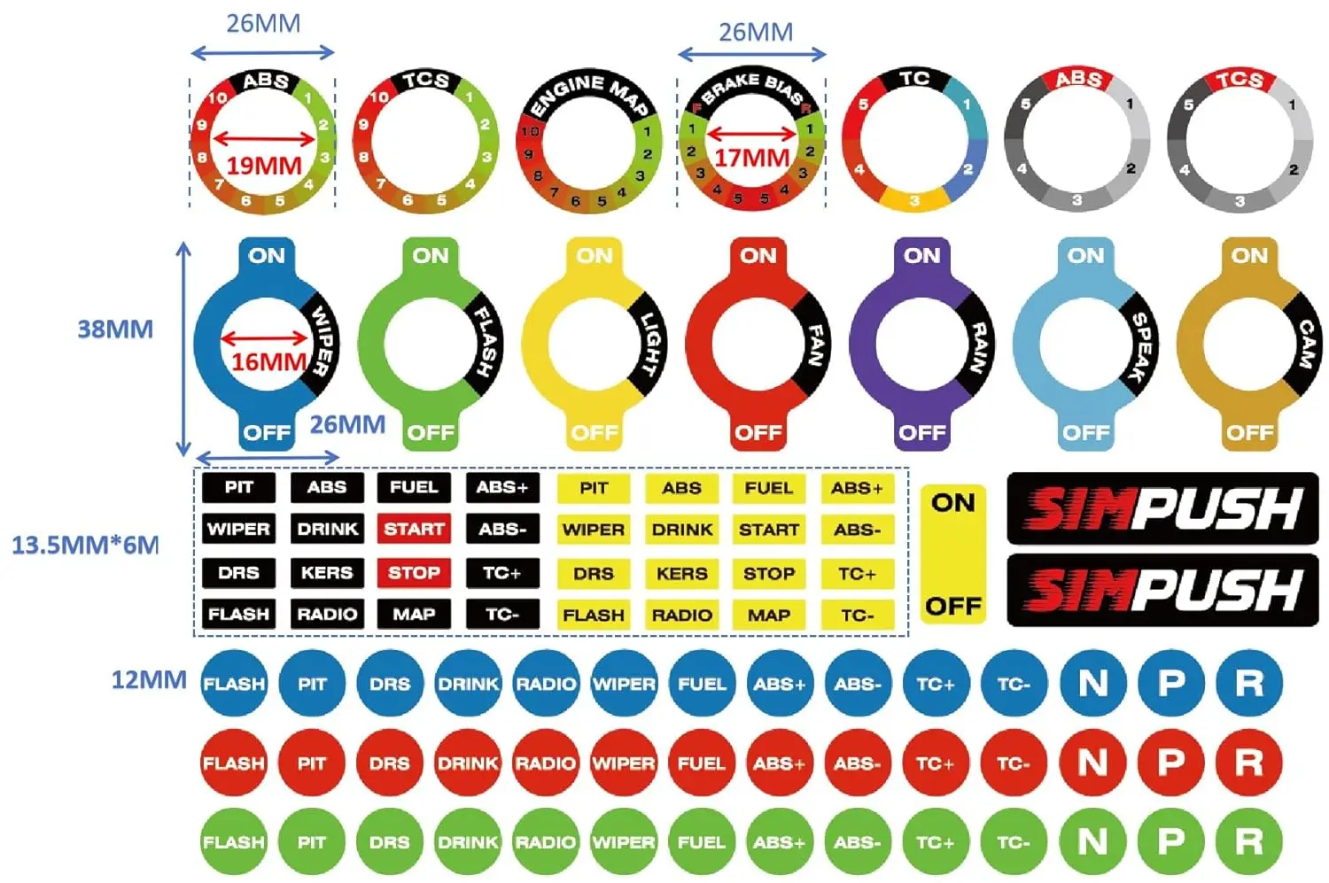 Pegatina para volante de carreras SIMPUSH SIM