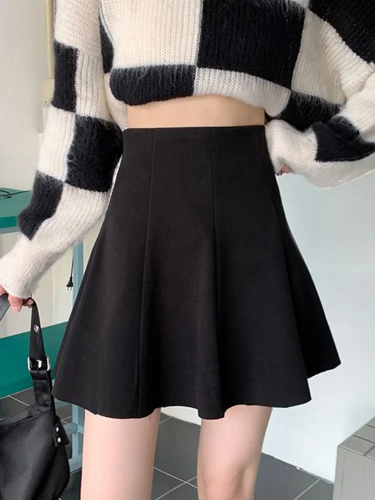 Woolen Skirt Women's Autumn and Winter 2023 New Plus Size High Waist Small A Word Pleated Skirt Short Dress Umbrella Skirt