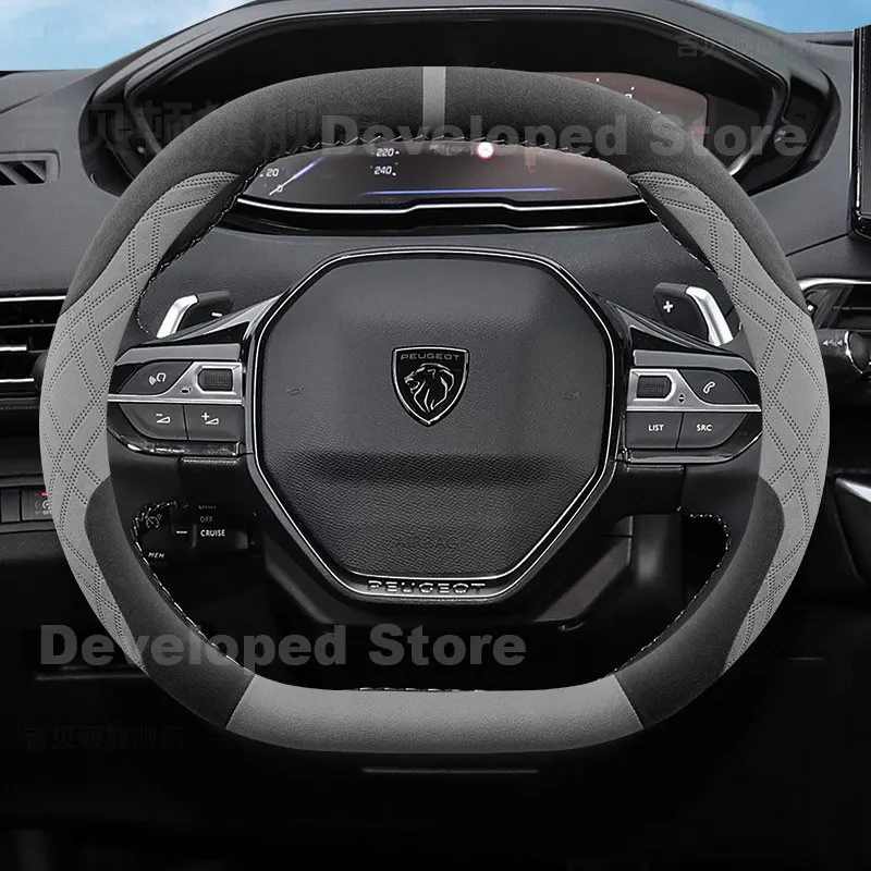 Suede Warm Car Steering Wheel Cover For Peugeot e-3008 e-5008 308 508 5008 Rifter 2025 2026 Heating Steering Cover Accessories