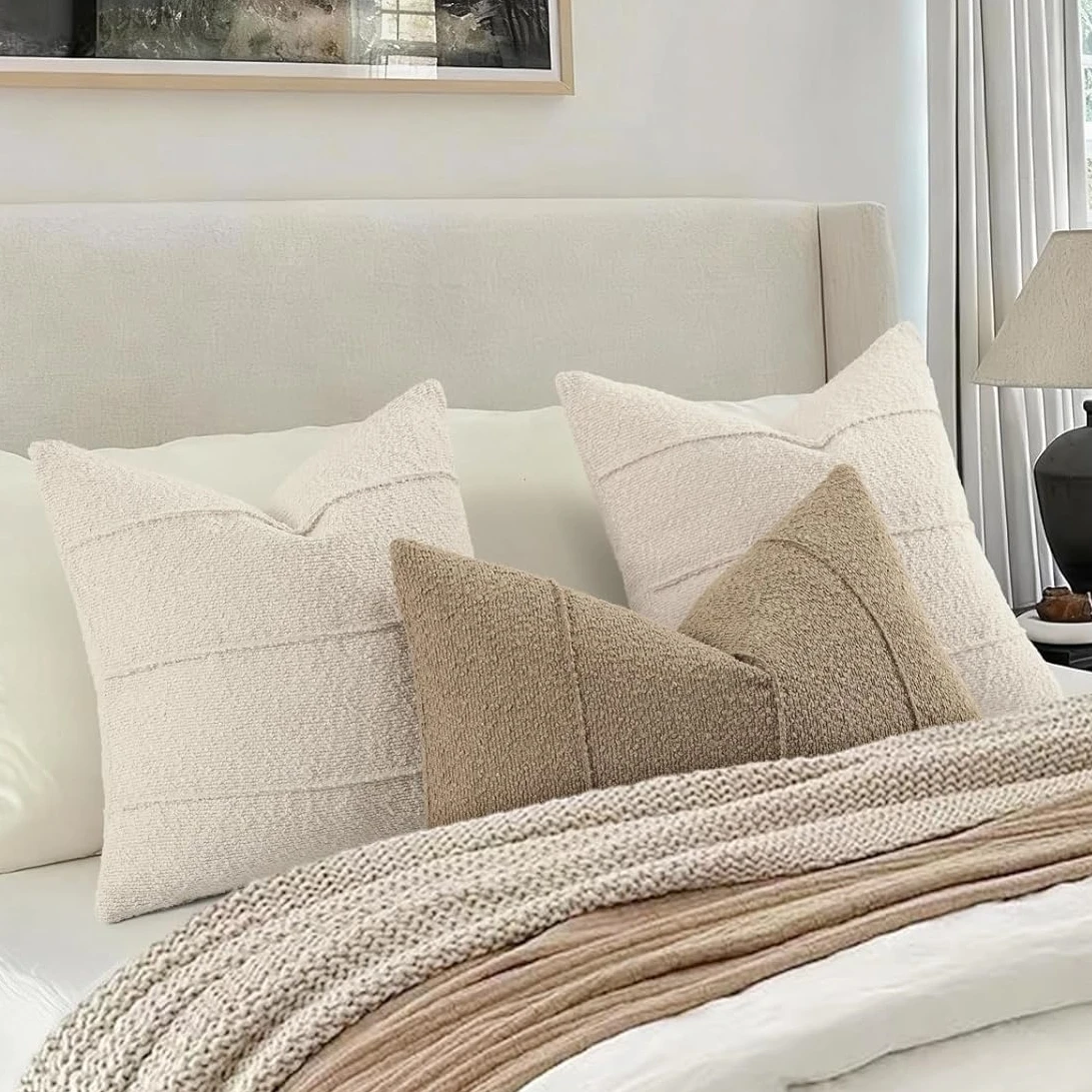1pc Thickening Soft Decorative Pillowcase 45*45cm Stripe Design Throw Pillow Cover Home Decor Cushion Cover Beige Khaki New