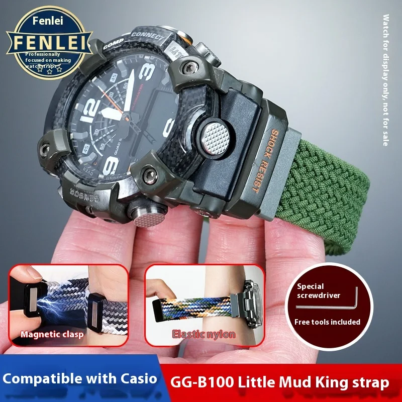 Cinturino orologio in tela fai-da-te per CASIOGG-B100 Little Mud King cinturino in nylon di ricambio per alpinismo all'aperto maschio 5594 Accessori