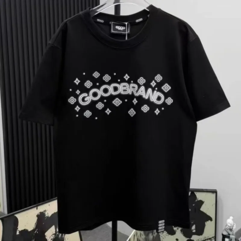 

Летняя модная уличная футболка GOODBRAND с объемным буквенным принтом, круглым вырезом, коротким рукавом, повседневная, дышащая, для мужчин и женщин, топ, футболка, комплект одежды