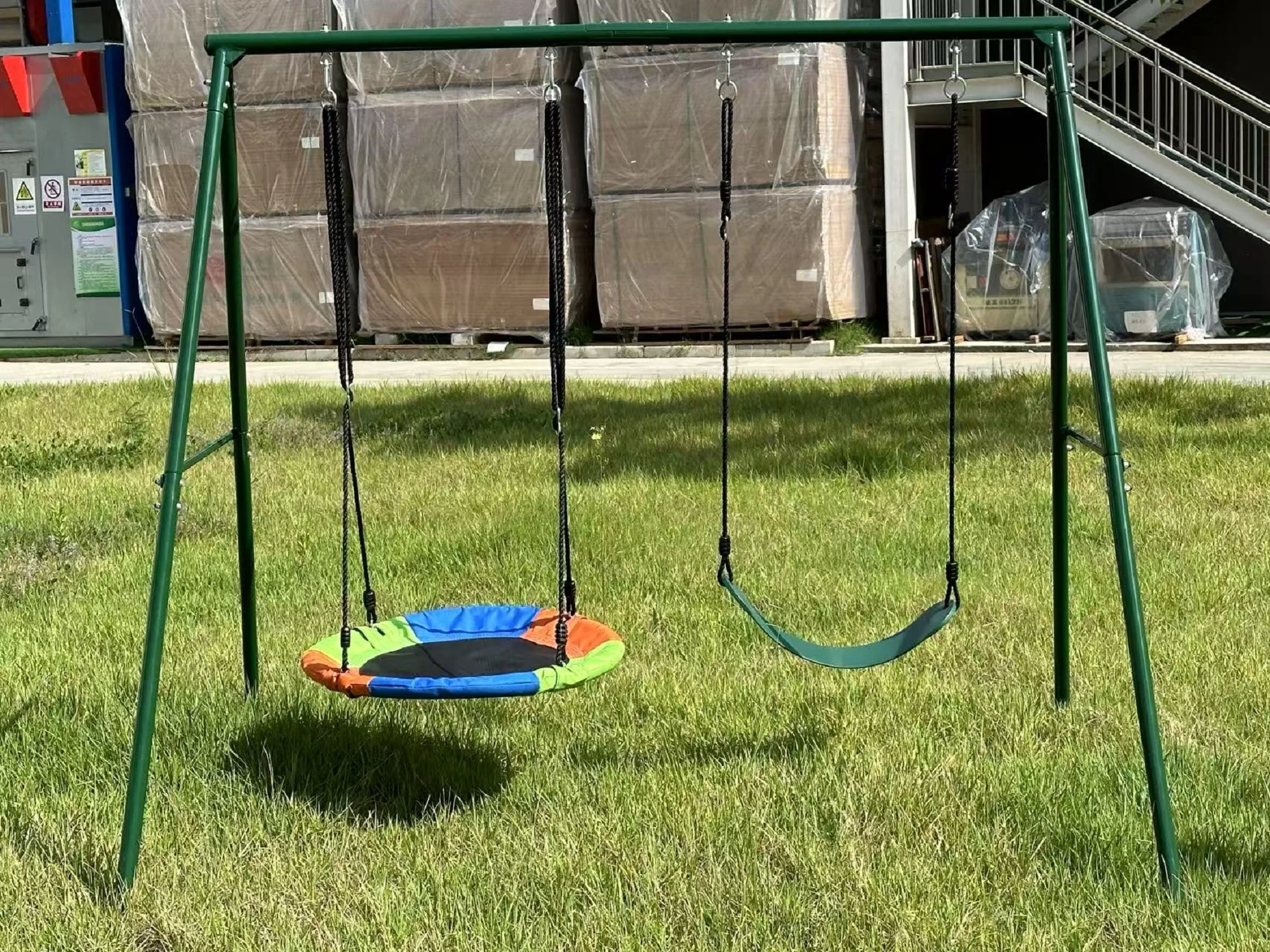 Outdoor Swing Stand Rust Proof Metal Hammock Stand Wear Resist Heavy Duty Playground Frame for Universal Swing Soft Board Swing